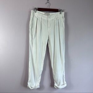 JOIE Jeans Lucilia Porcelain White Linen Blend Cropped Pleated Pants Size 2